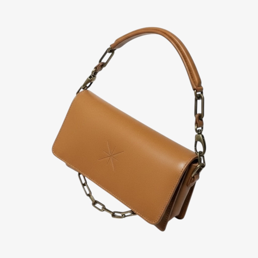 POCHETTE GEMMA CUIR CAMEL (la ceinture en cadeau)
