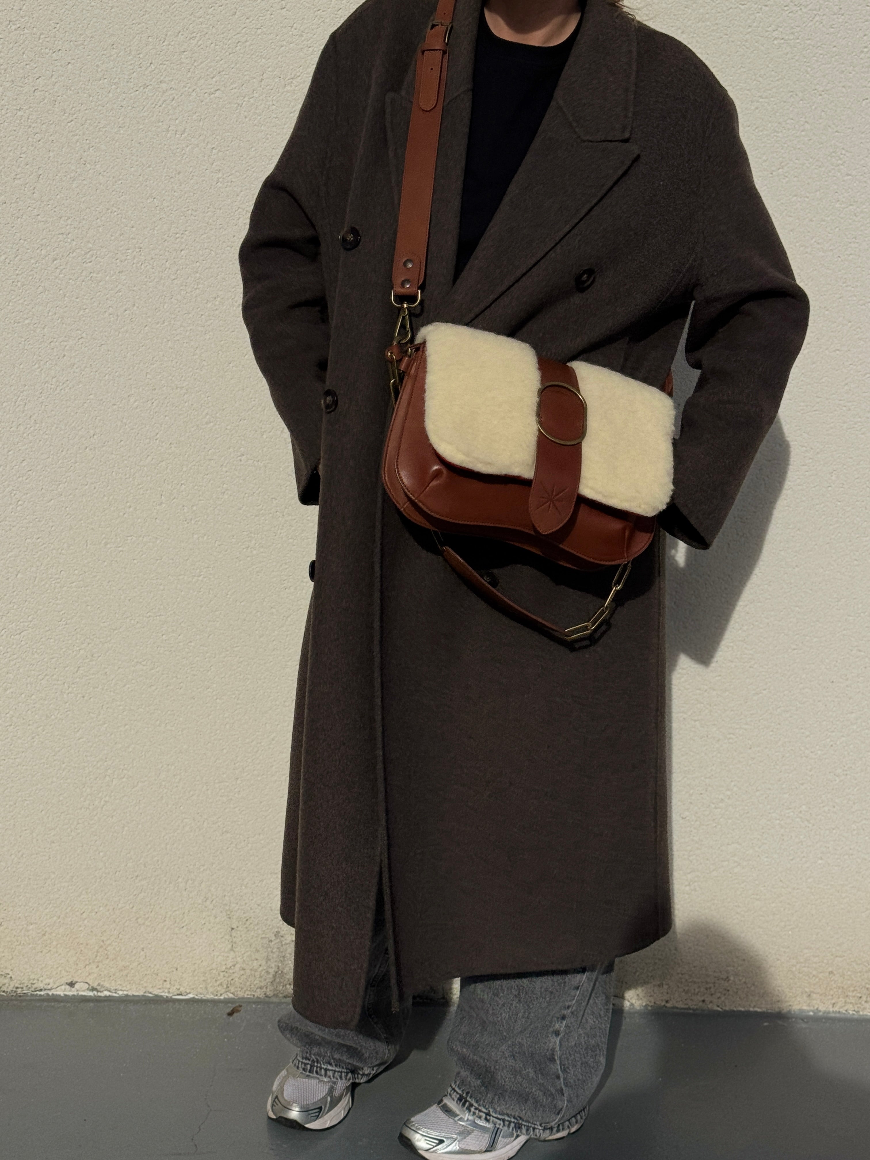 SAC THARA MOUTON MARRON GLACÉ