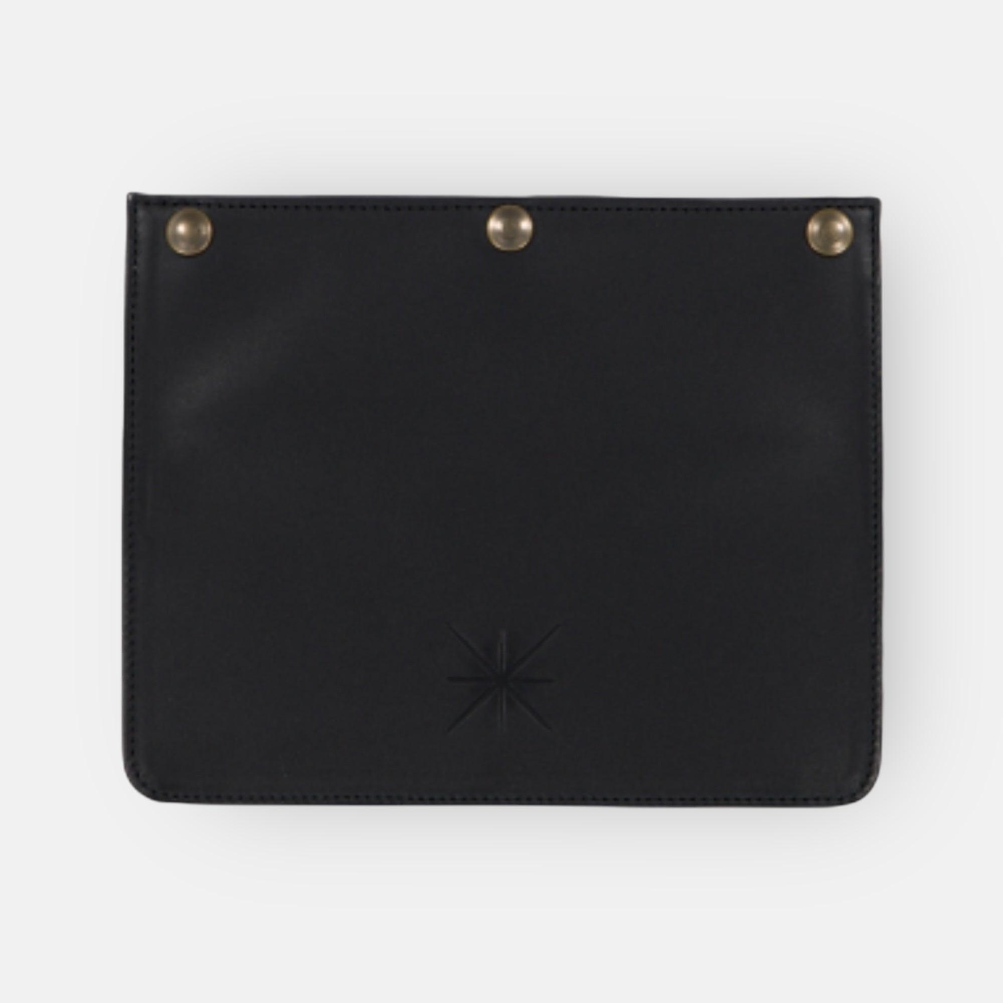 GEMMA BLACK LEATHER BAG - SILVER FINISH