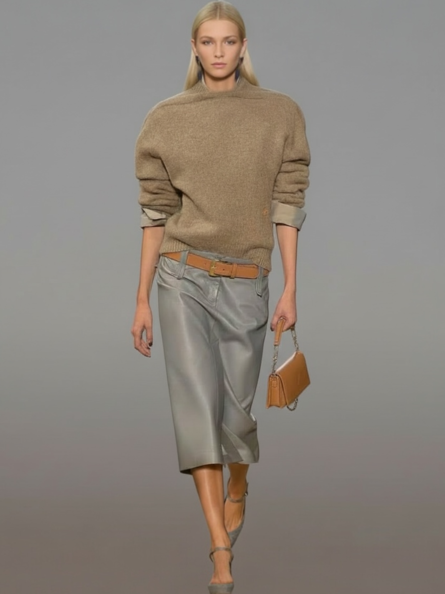 POCHETTE GEMMA CUIR CAMEL OR ANTIC
